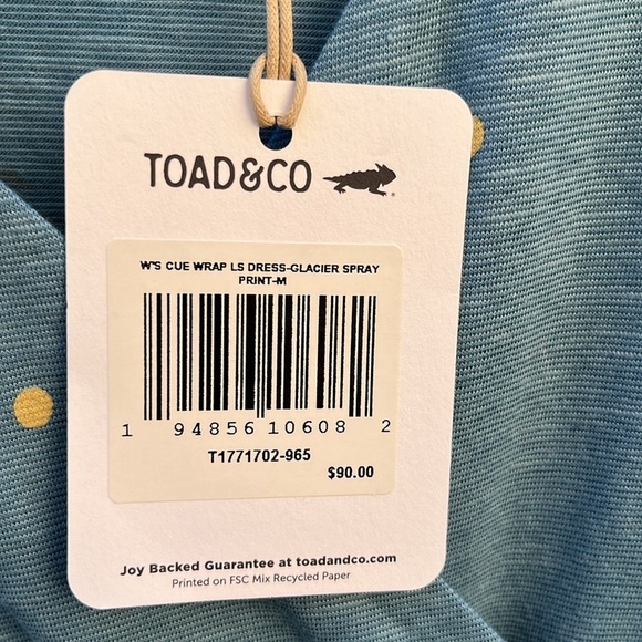 Toad&Co Cue Wrap Dress  Women's Medium Glacier Spray Print New - Picture 6 of 13